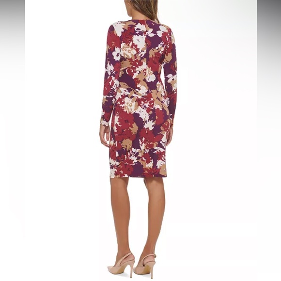 NWOT Calvin Kleins Sz 22 Women’s Floral Gold Stone Faux-Wrap Midi Dress Ret $139 - Picture 2 of 15